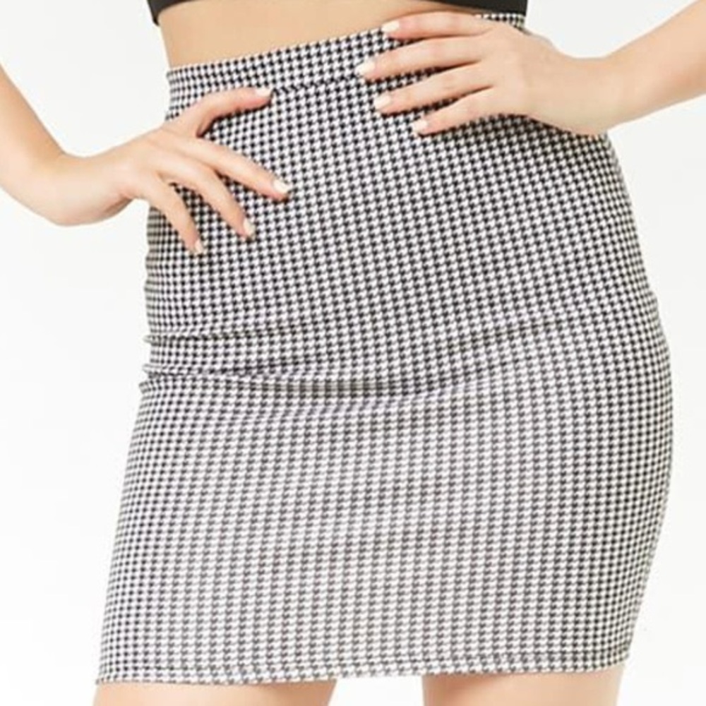 Houndstooth Pattern Bodycon Pencil Skirt